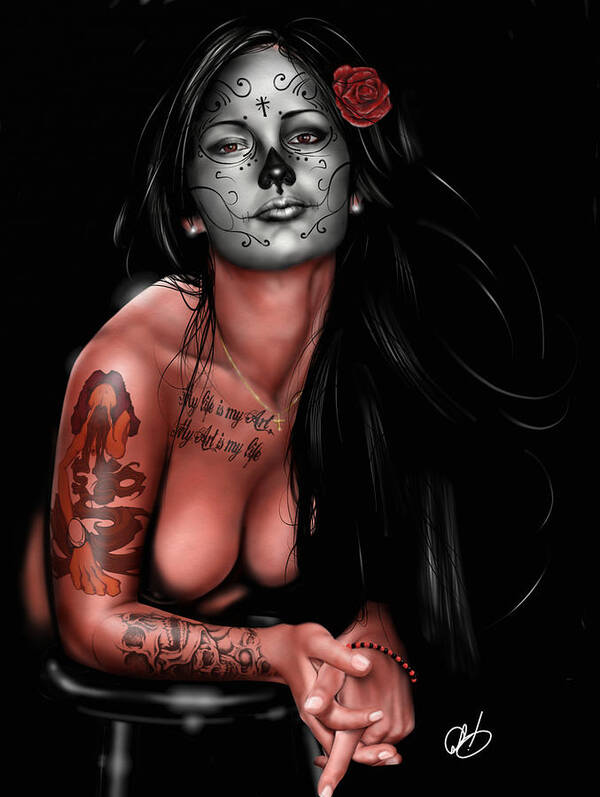 Pete Art Print featuring the painting Dia de los muertos 4 by Pete Tapang