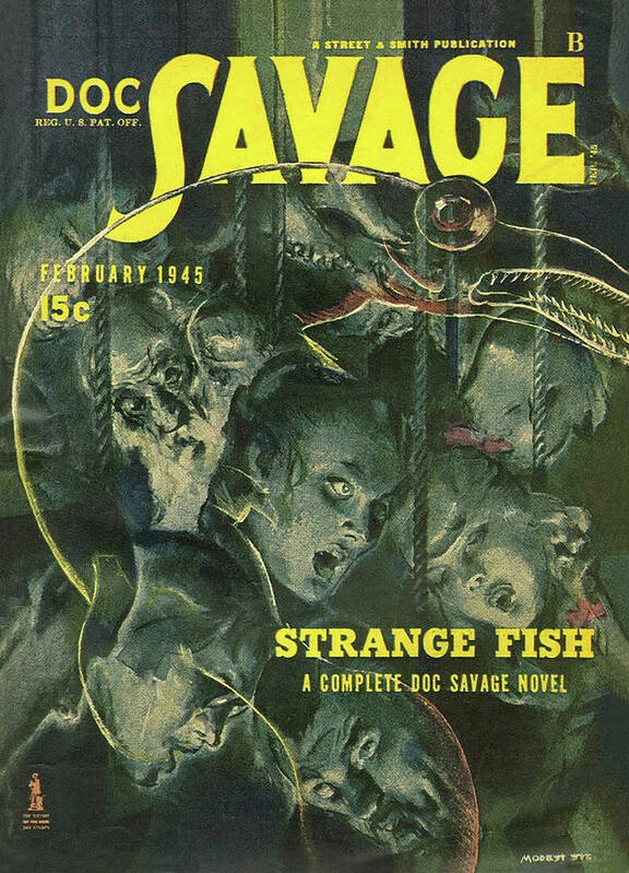 Comic Art Print featuring the drawing Doc Savage Strange Fish by Conde Nast