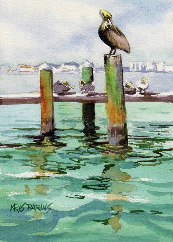 Kris Parins Art Print featuring the painting Dock o' the Bay by Kris Parins