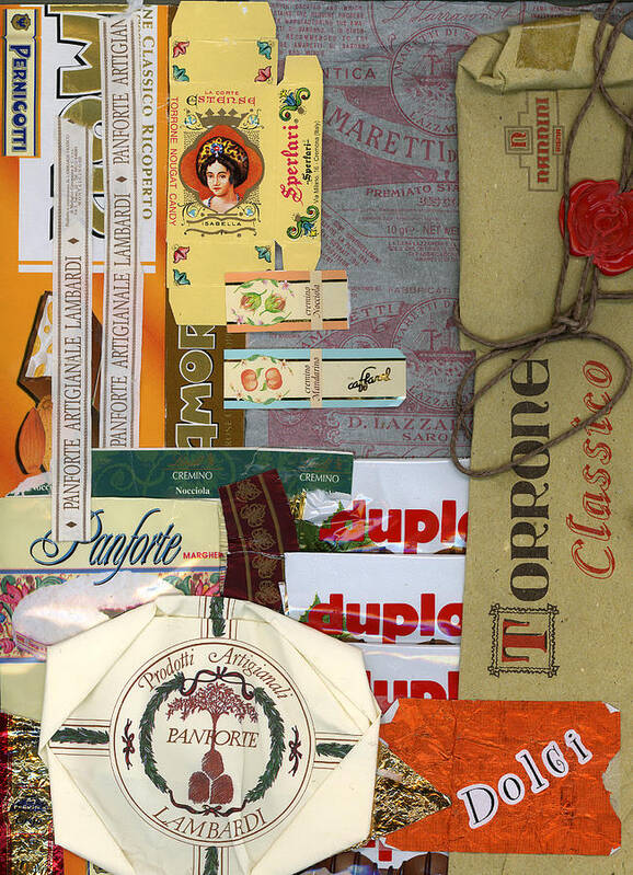 Collage Print Art Print featuring the mixed media Dolci by Nancy Ferrier