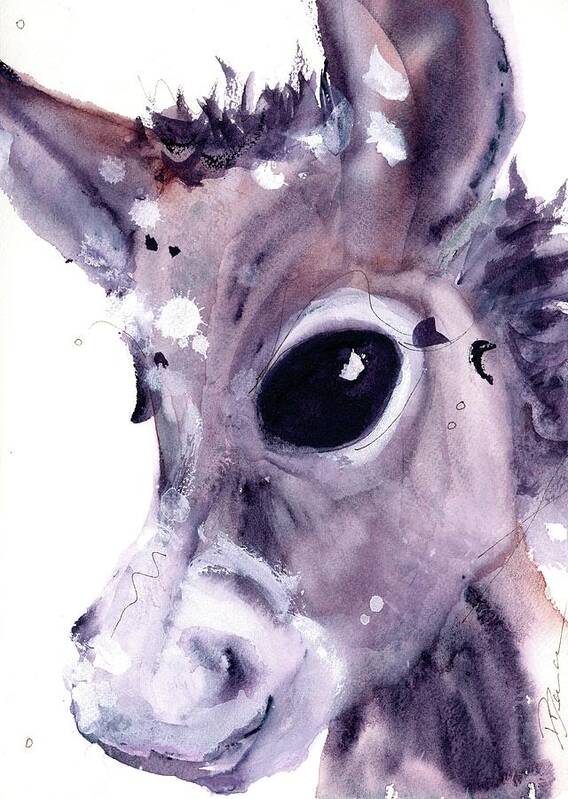 Donkey Art Print featuring the painting Donkey by Dawn Derman