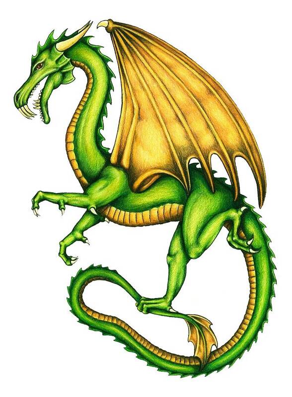 Dragon Art Print featuring the drawing Dragon by Sheryl Unwin