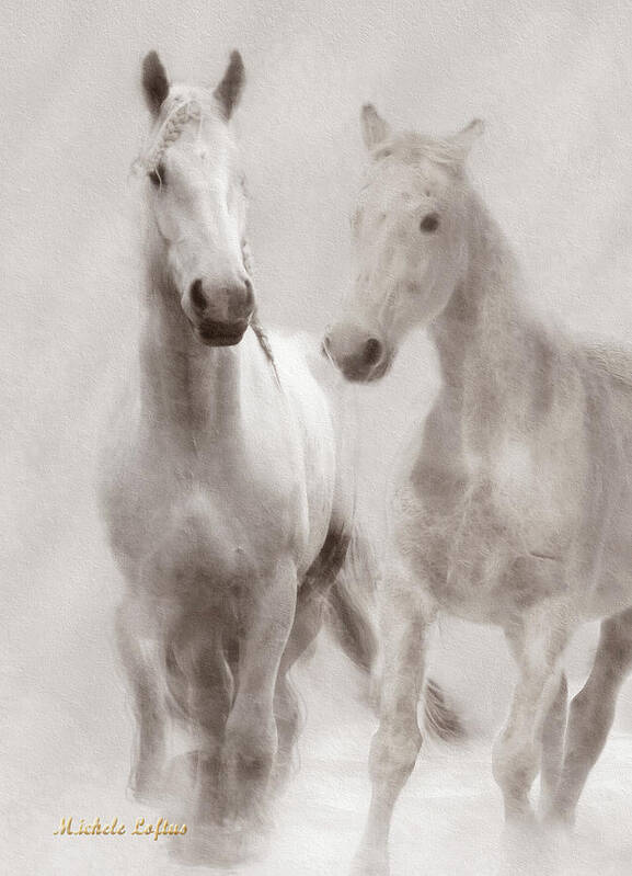 Horses Art Print featuring the photograph Dreamy Horses by Michele A Loftus