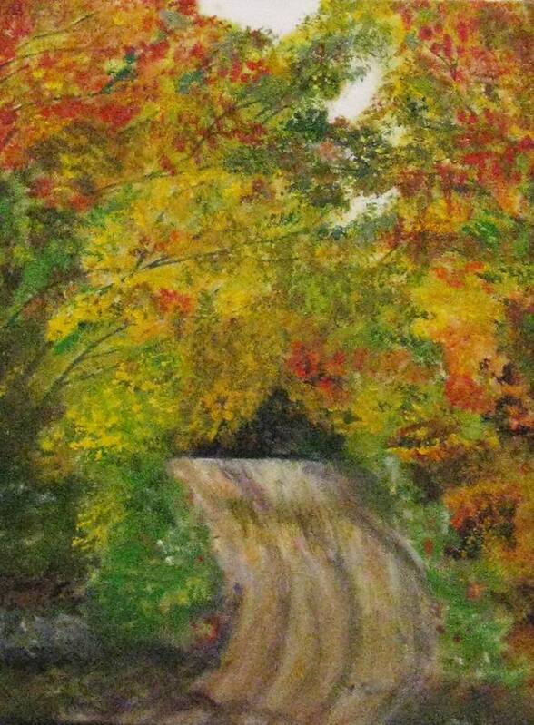 Fall Art Print featuring the painting Drive into Fall by Trilby Cole