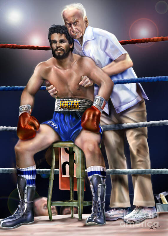 Roberto Duran Art Print featuring the painting Duran Hands of Stone 1A by Reggie Duffie