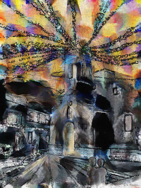Ebsq Art Print featuring the photograph Dusk Church Square Expression Menorca Spain by Dee Flouton