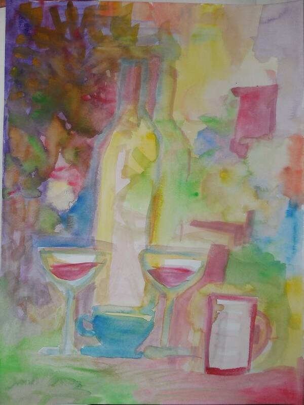 Wine Art Print featuring the painting Dusty Bottles by James Christiansen