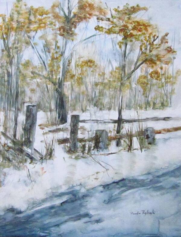 Early Spring Art Print featuring the painting Early Spring Snow by Paula Pagliughi