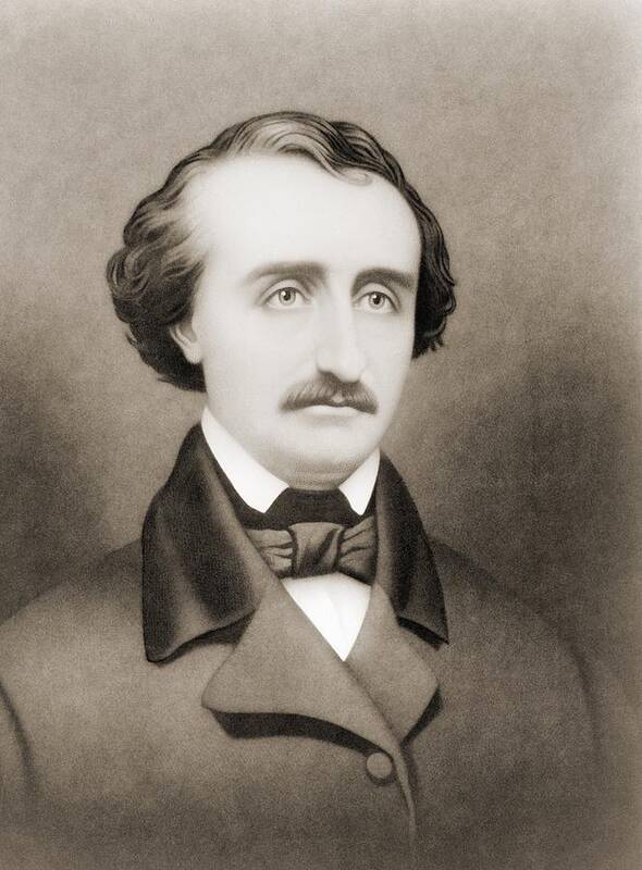 American Art Print featuring the drawing Edgar Allan Poe, 1809 To 1849. American by Vintage Design Pics