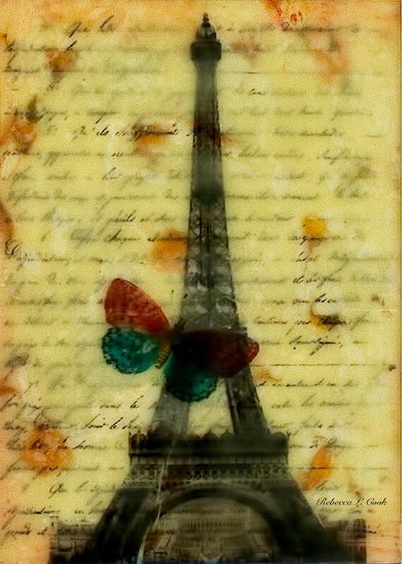 Eiffel Tower Memory Art Print featuring the painting Eiffel Tower Memory Encaustic by Bellesouth Studio