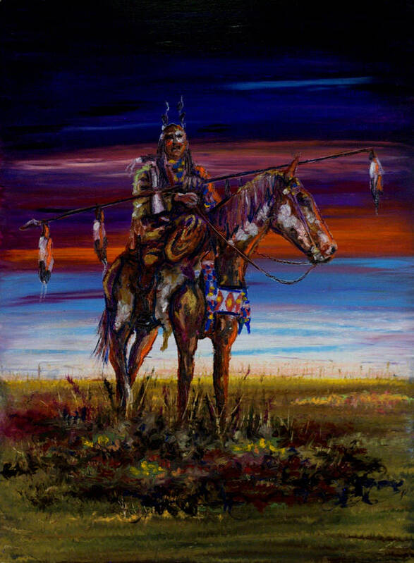 Native American Art Print featuring the pastel Eleven Coup Warrior by Laurie Tietjen