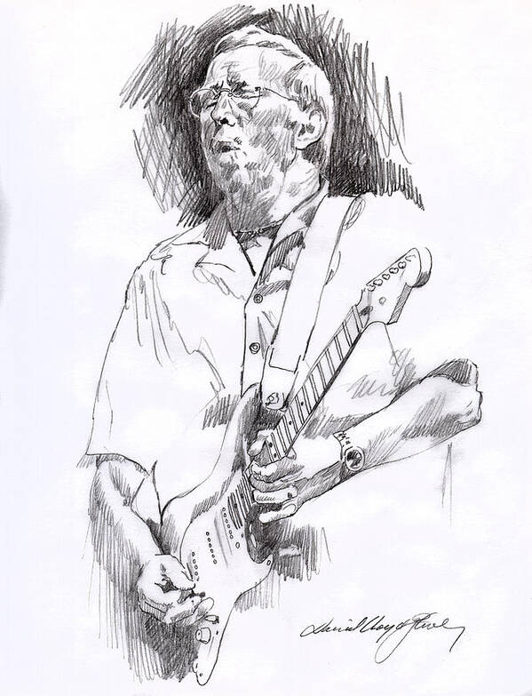 Drawing Art Print featuring the drawing Eric Clapton Blue by David Lloyd Glover