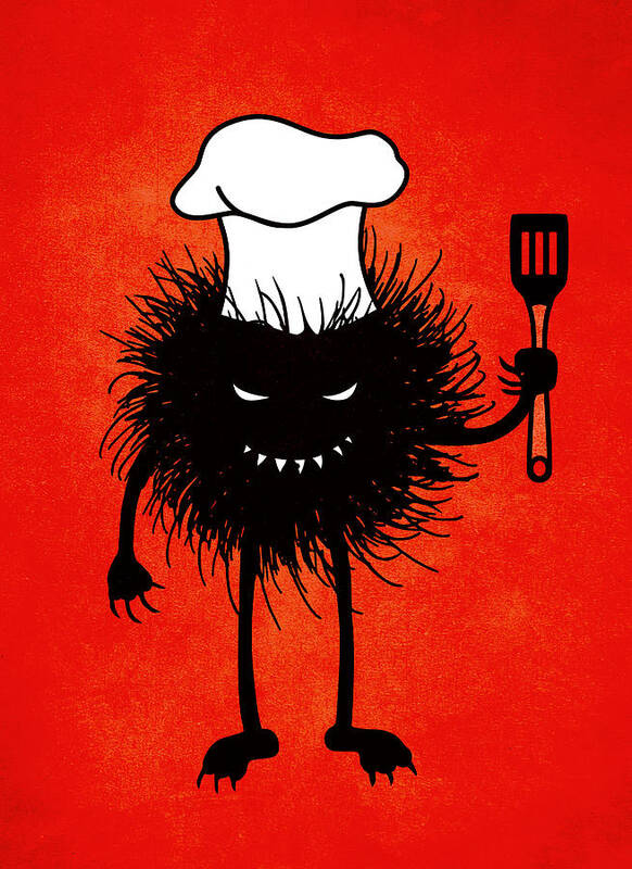 Chef Art Print featuring the digital art Evil Bug Chef Loves To Cook by Boriana Giormova