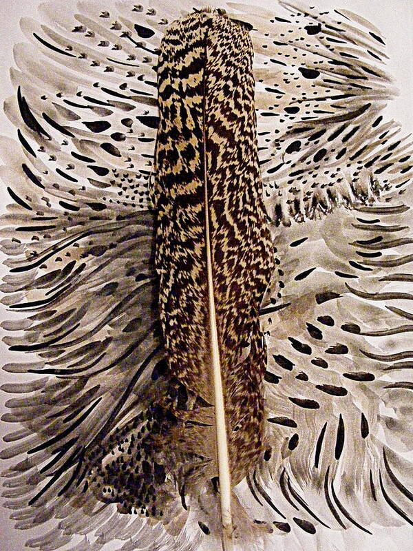 Mixed Media Art Print featuring the mixed media Feather by Nancy Kane Chapman