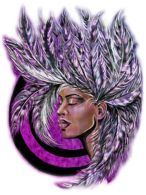 Feathers Art Print featuring the drawing FEATHERED DREAM color by Terri Meredith