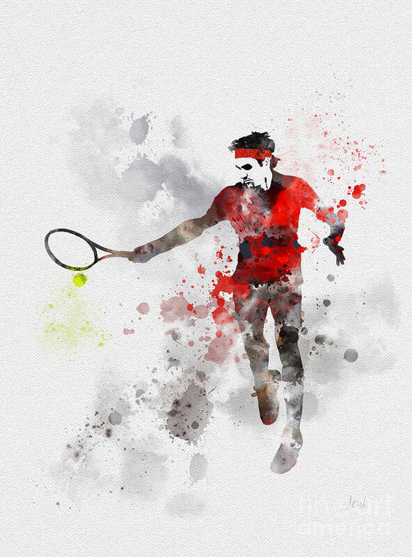 Roger Federer Art Print featuring the mixed media Federer by My Inspiration