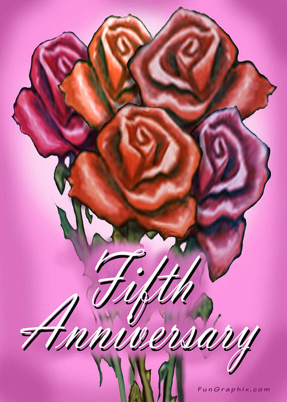 Fifth Art Print featuring the greeting card Fifth Anniversary by Kevin Middleton