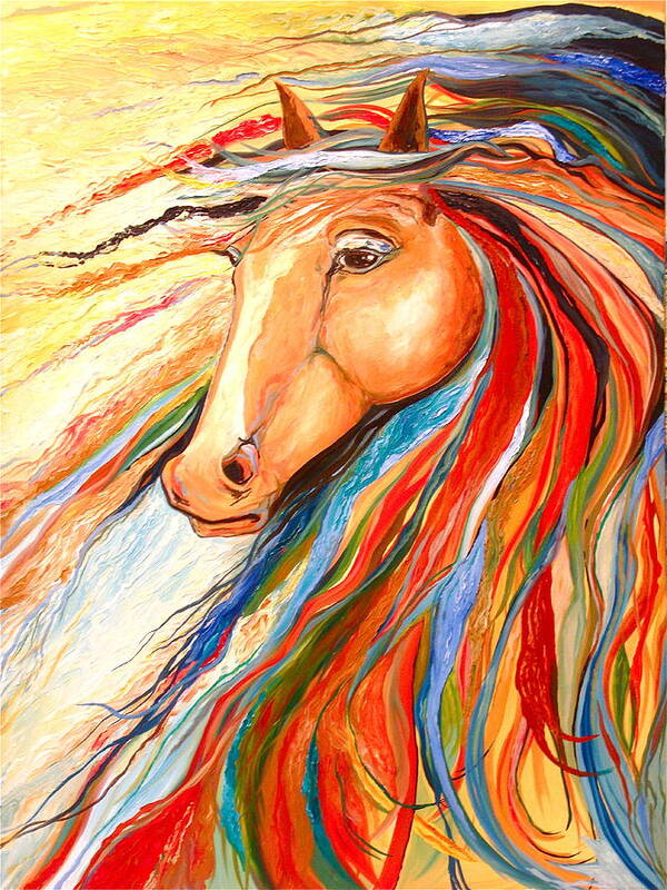 Abstract Horse Paintings Art Print featuring the painting Fire Queen by Rebecca Robinson