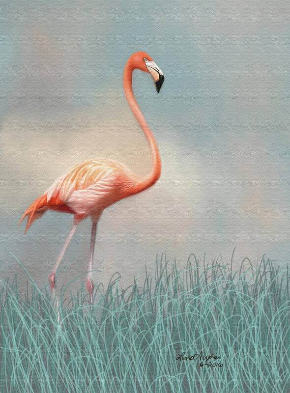 Digital Art Print featuring the digital art Flamingo by Lena Auxier