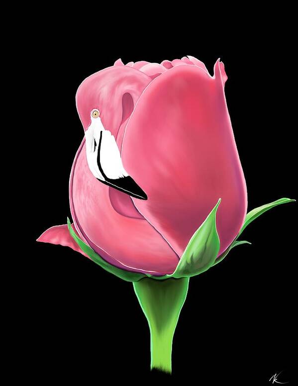 Rose Art Print featuring the digital art Flamingo Rose by Norman Klein