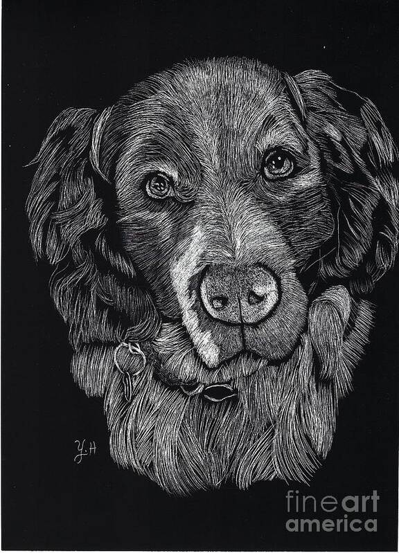 Dog Art Print featuring the digital art Fluffy by Yenni Harrison