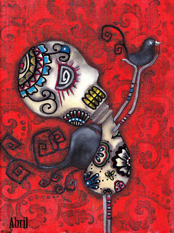 Day Of The Dead Art Print featuring the painting Fly with Me by Abril Andrade