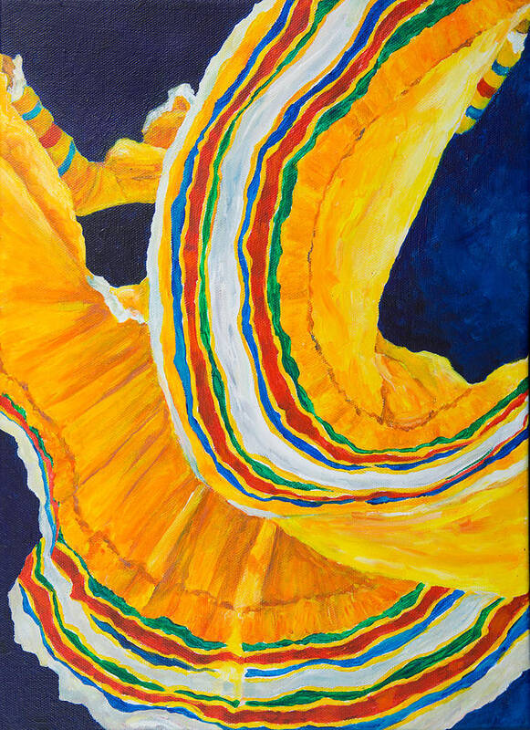 Dancer Art Print featuring the painting Folklorica in Yellow by Sally Quillin
