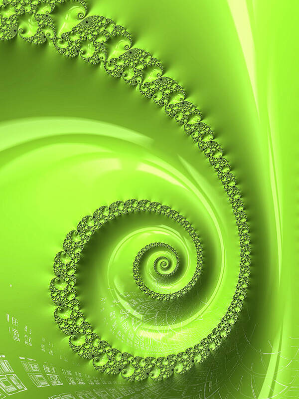Greenery Art Print featuring the digital art Fractal Spiral Greenery color by Matthias Hauser