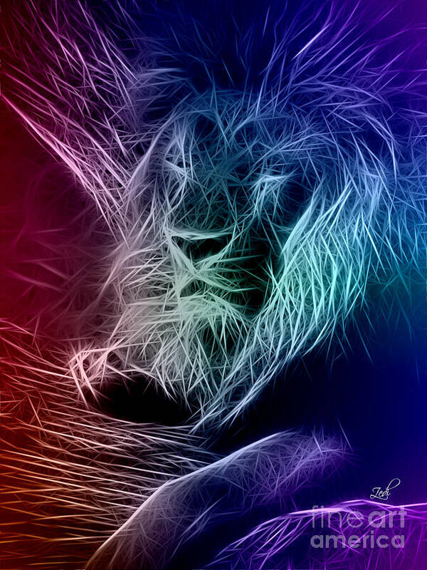 Leone Art Print featuring the digital art Fractalius Lion by Zedi
