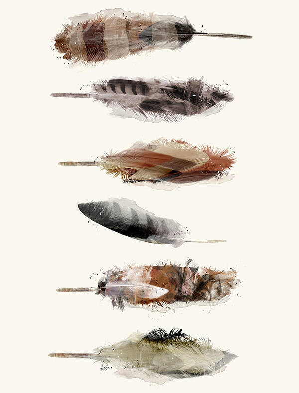 Feathers Art Print featuring the painting Free Fall Feathers by Bri Buckley