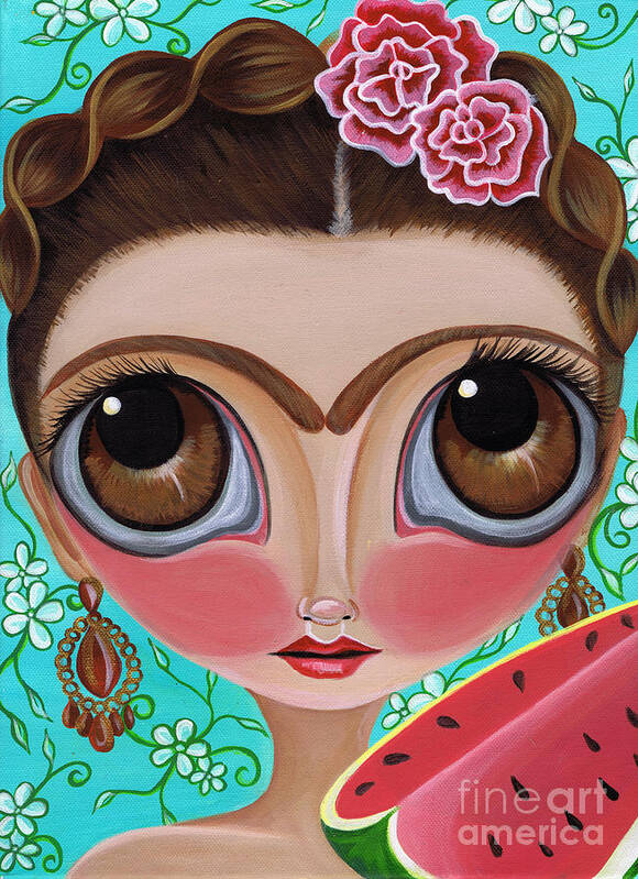 Frida Art Print featuring the painting Frida and the Watermelon by Jaz Higgins
