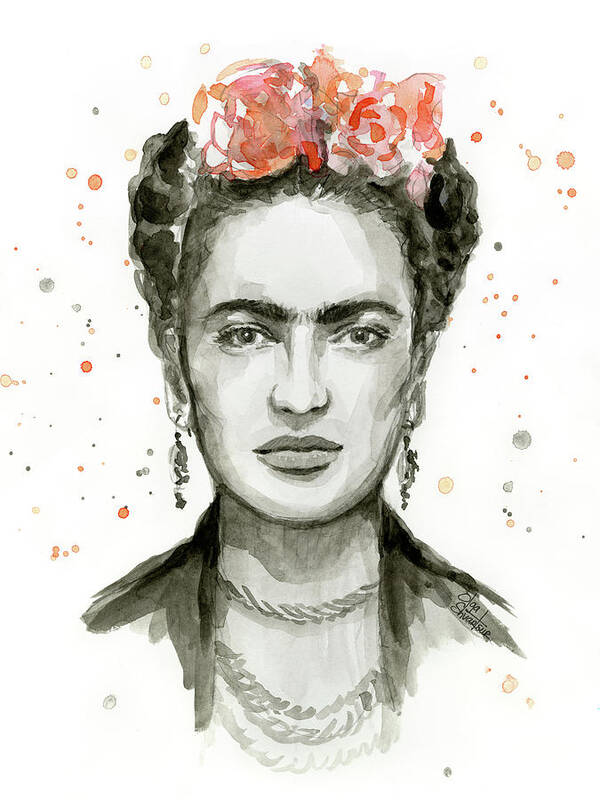 Frida Kahlo Art Print featuring the painting Frida Kahlo Portrait by Olga Shvartsur