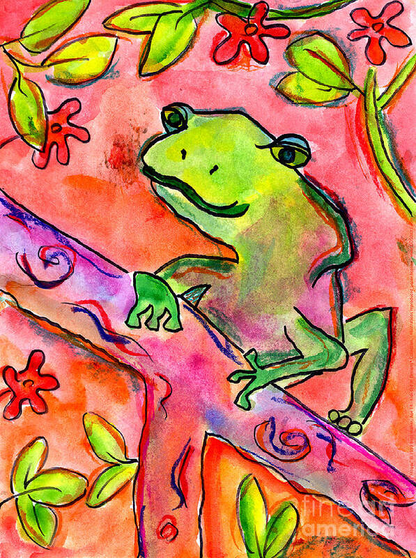 Frog Art Print featuring the painting Froggy by Brett Walker Age Fourteen