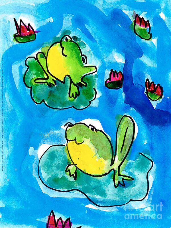 Frog Art Print featuring the painting Frogs by Elyse Bobczynski Age Five