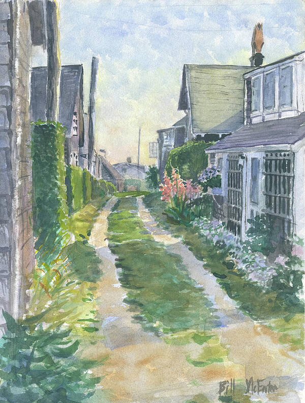 Front Street Art Print featuring the painting Front Street Siasconset Nantucket by Bill McEntee