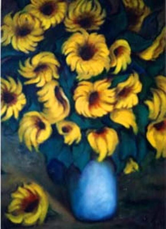 Sunflowers Artwork Art Print featuring the painting Fun Sun Flowers by Jordana Sands