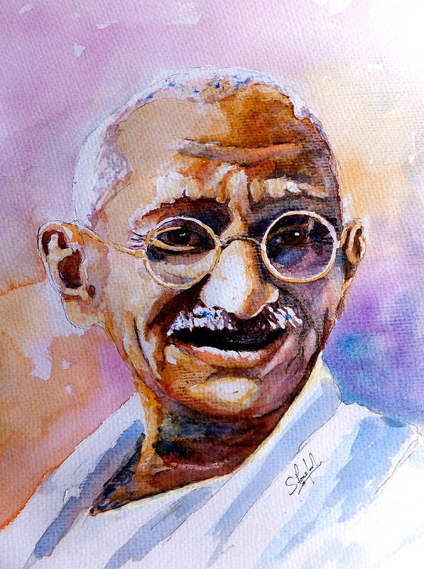 Gandhi Art Print featuring the painting Gandhi by Steven Ponsford