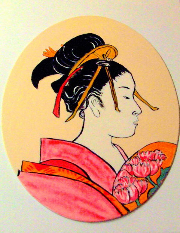 Geisha Girls Art Print featuring the painting Geisha in the house of pleasure by Rusty Gladdish