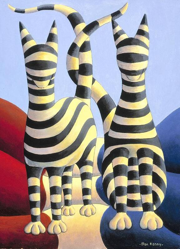 Paintings Art Print featuring the painting Genetic cats french by Alan Kenny