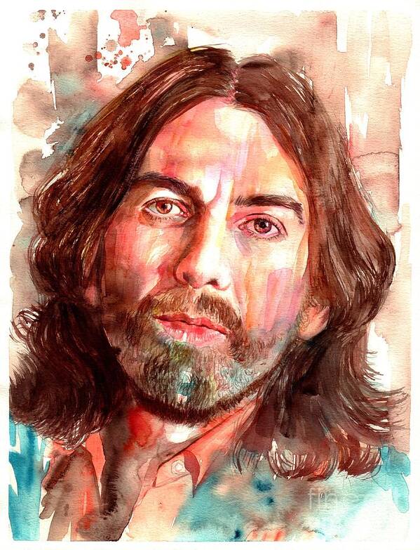 George Art Print featuring the painting George Harrison portrait by Suzann Sines