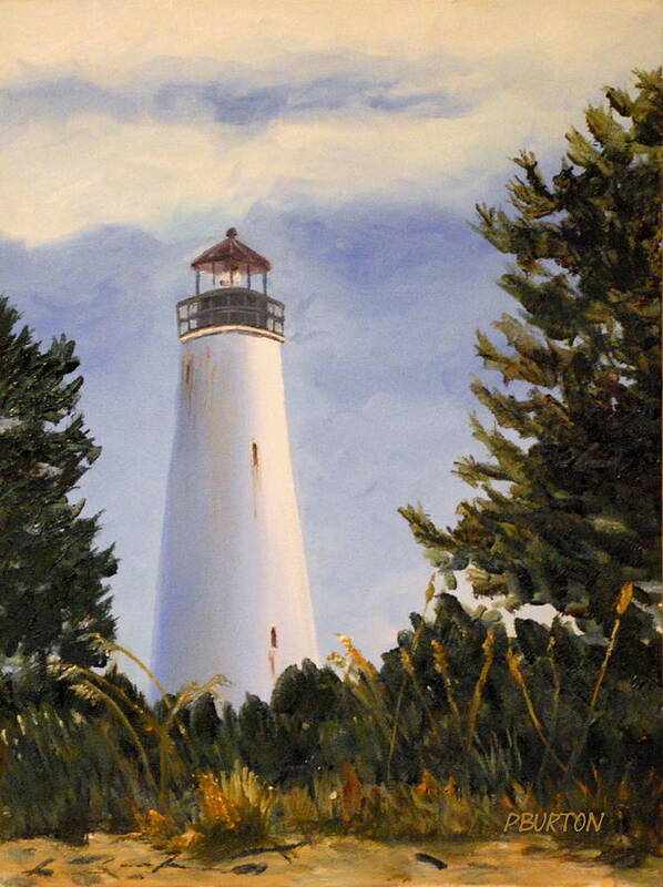 Georgetown Lighthouse Art Print featuring the painting Georgetown Lighthouse Sc by Phil Burton