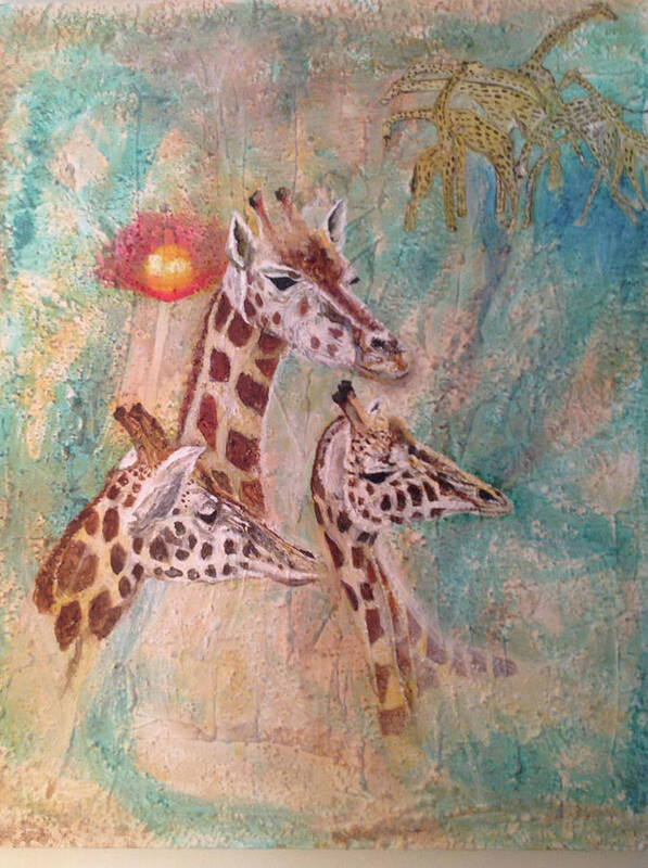 Endangered Species Art Print featuring the painting Giraffes by Toni Willey