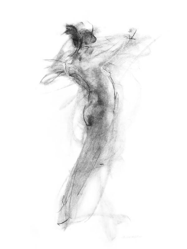 Nude Art Print featuring the drawing Girl in Movement by Christopher Williams