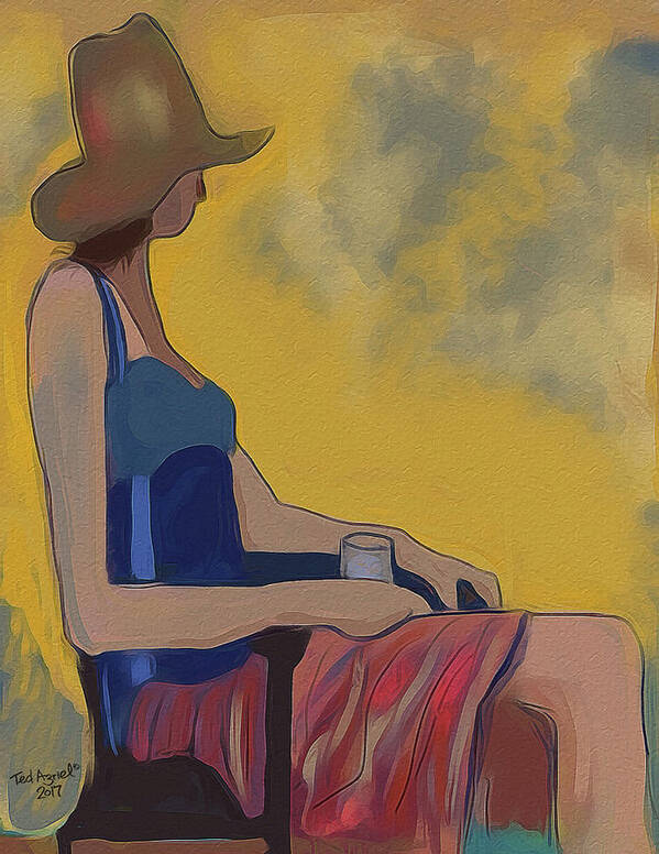 Painting Art Print featuring the digital art Girl In The Brown Hat by Ted Azriel