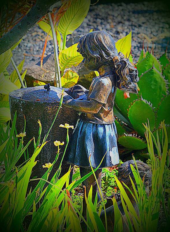 Girl Art Print featuring the photograph Girl In The Garden by Lori Seaman