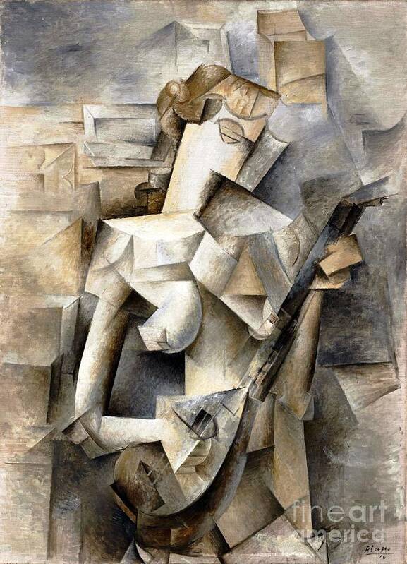 Pd-us: Reproduction Art Print featuring the painting Girl with mandolin by Pablo Picasso