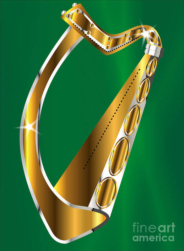 Irish Art Print featuring the digital art Golden Irish Harp by Bigalbaloo Stock