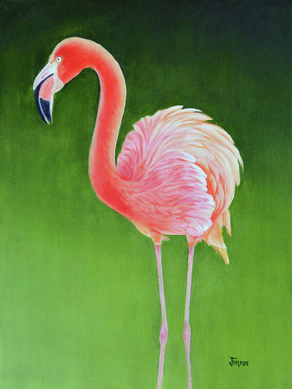 Graceful Flamingo Art Print featuring the painting Graceful Flamingo by Jimmie Bartlett