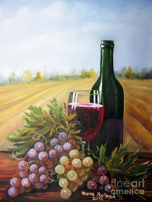 Still Life Art Print featuring the painting Grapes by Vesna Martinjak