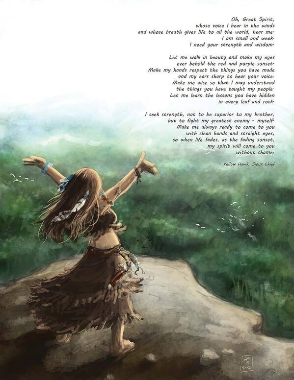 Native American Art Print featuring the painting Great Spirit Prayer by Brandy Woods